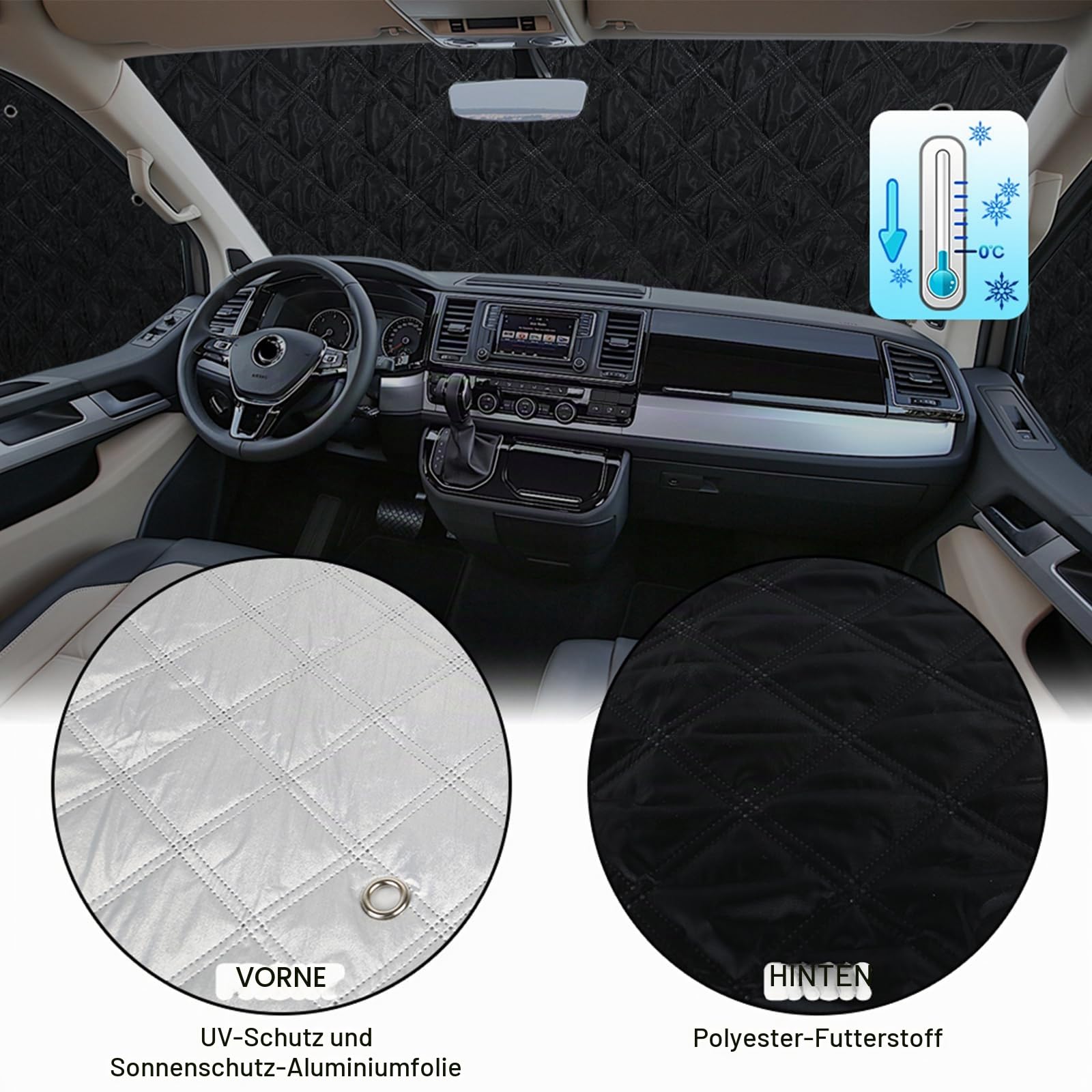 8PCS Sonnenschutz Auto Frontscheibe Ersatz für Renault Trafic 2015-2026 SWB | Thermomatte Verdunkelung Windschutzscheiben Schutz Set, Internes Thermisches Jalousie Fenster Set Aufbewahrungsbeutel