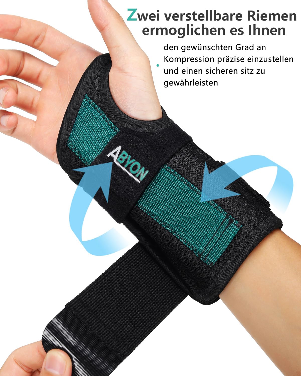 ABYON Handgelenkstütze mit Doppelschiene – Handgelenk Bandage und Handgelenkschiene bei Karpaltunnel Arthritis Sehnenscheidenentzündung verstellbar leicht und bequem für Damen und Herren S/M