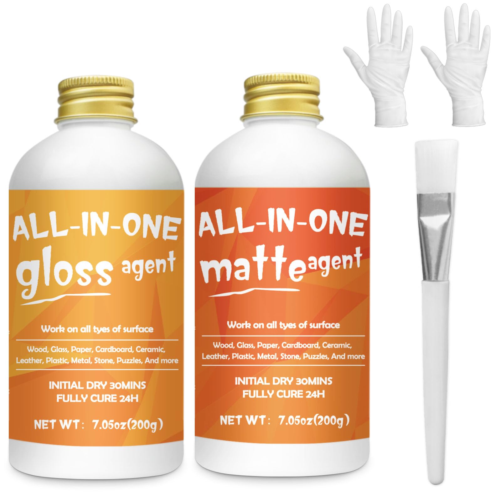 1DFAUL 2 x 200ml Decoupage Glue Gloss Matte Finish, Varnish & Sealer, All in One Craft Glue Quick Dry, Anti Scratch & Wear Resistant, Waterproof, for Wood, Paper, Clay, Fabric & More