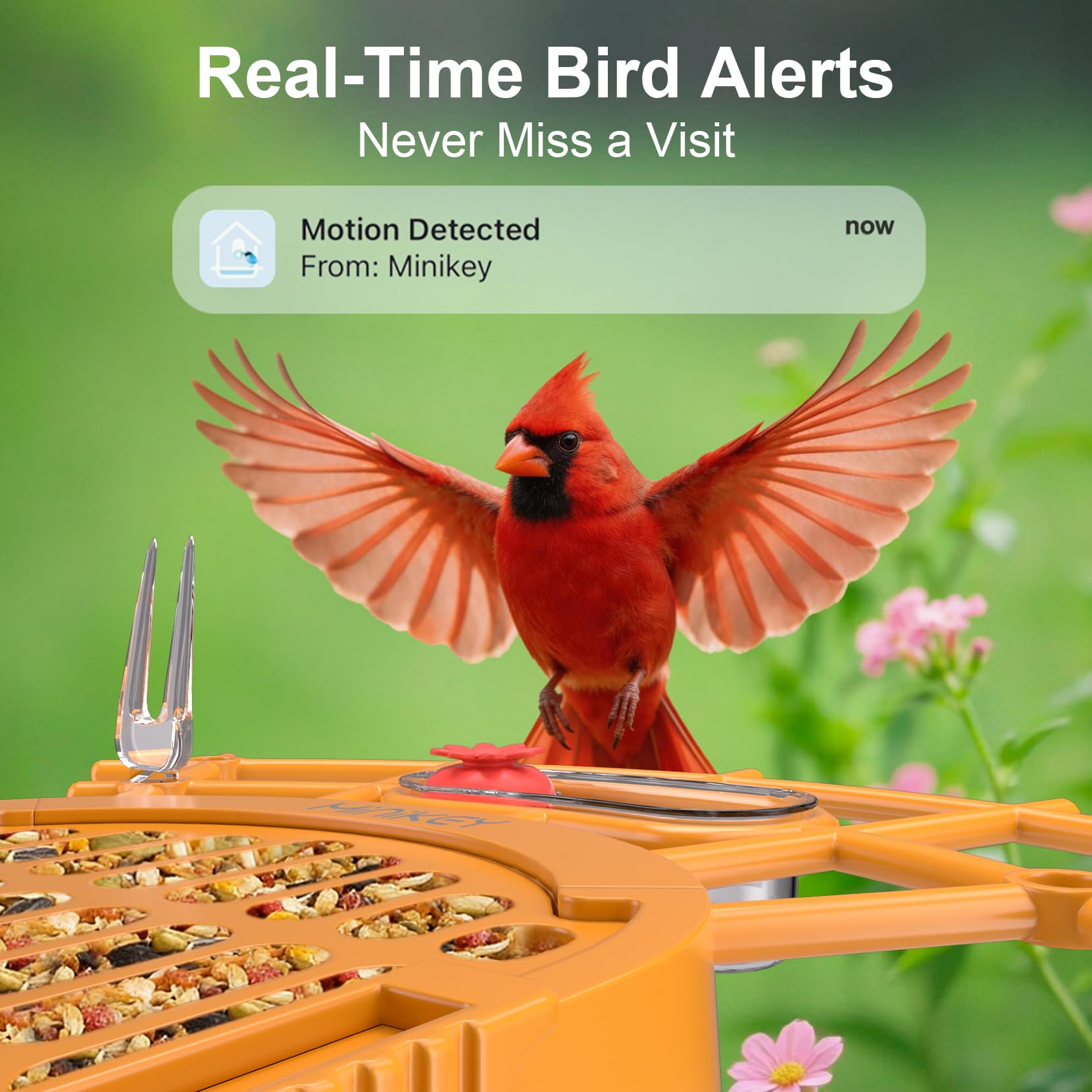 Smart Bird Feeder mit Kamera Outdoor Vogelhaus, 4MP Ultra HD & AI Identifizieren Sie 11000+ Arten, 2L große Kapazität, solarbetrieben mit App Ankunftswarnungen, ideale Vogelhausgeschenke für