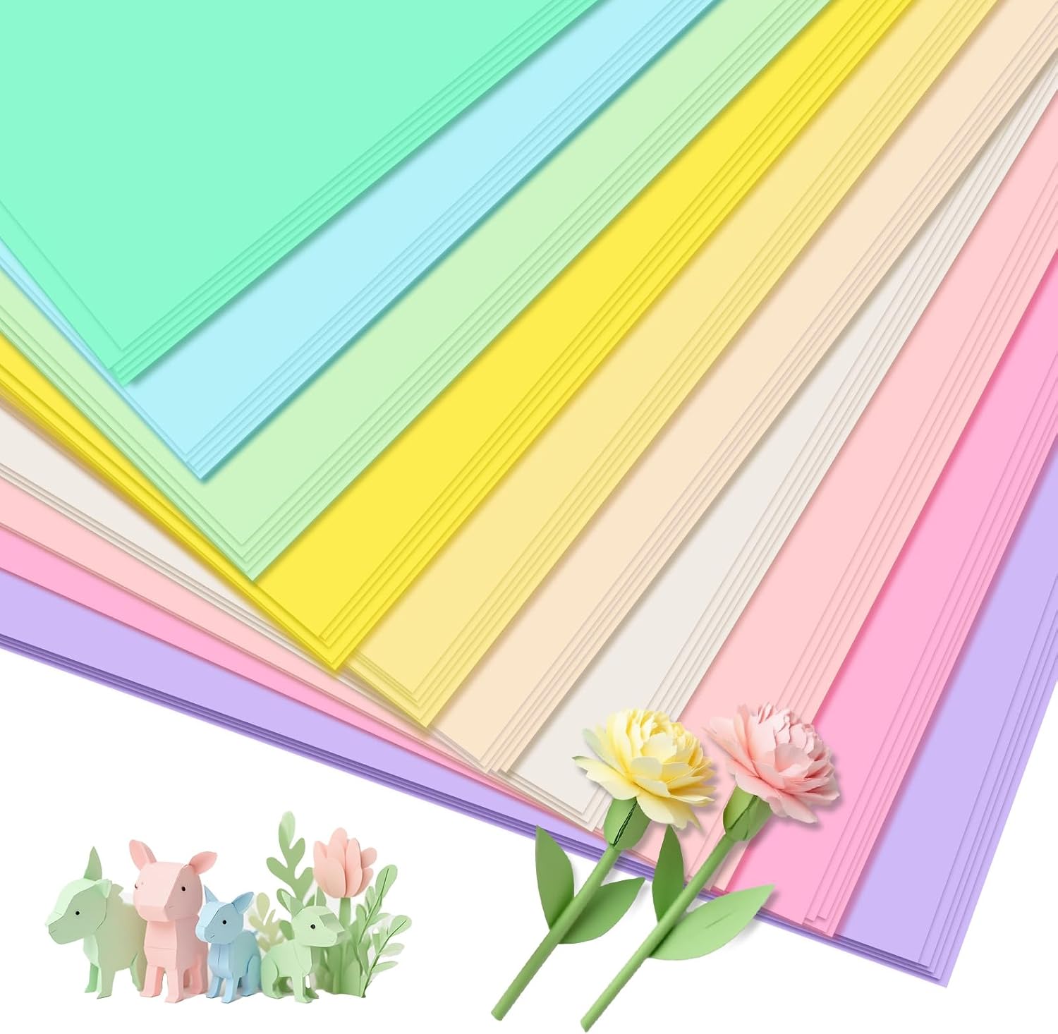 Craft Card Colourful Paper A4 Set 50 Sheets Soft Coloured Card 10 colours 180 g/m  for writing painting and origami for home school DIY craft projects