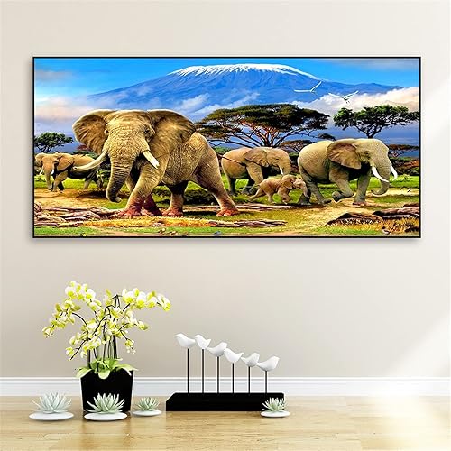 Kits de pintura de diamantes para adultos elefante nevado montaña grande 5D pintura por números kit completo de pintura de diamantes de imitación