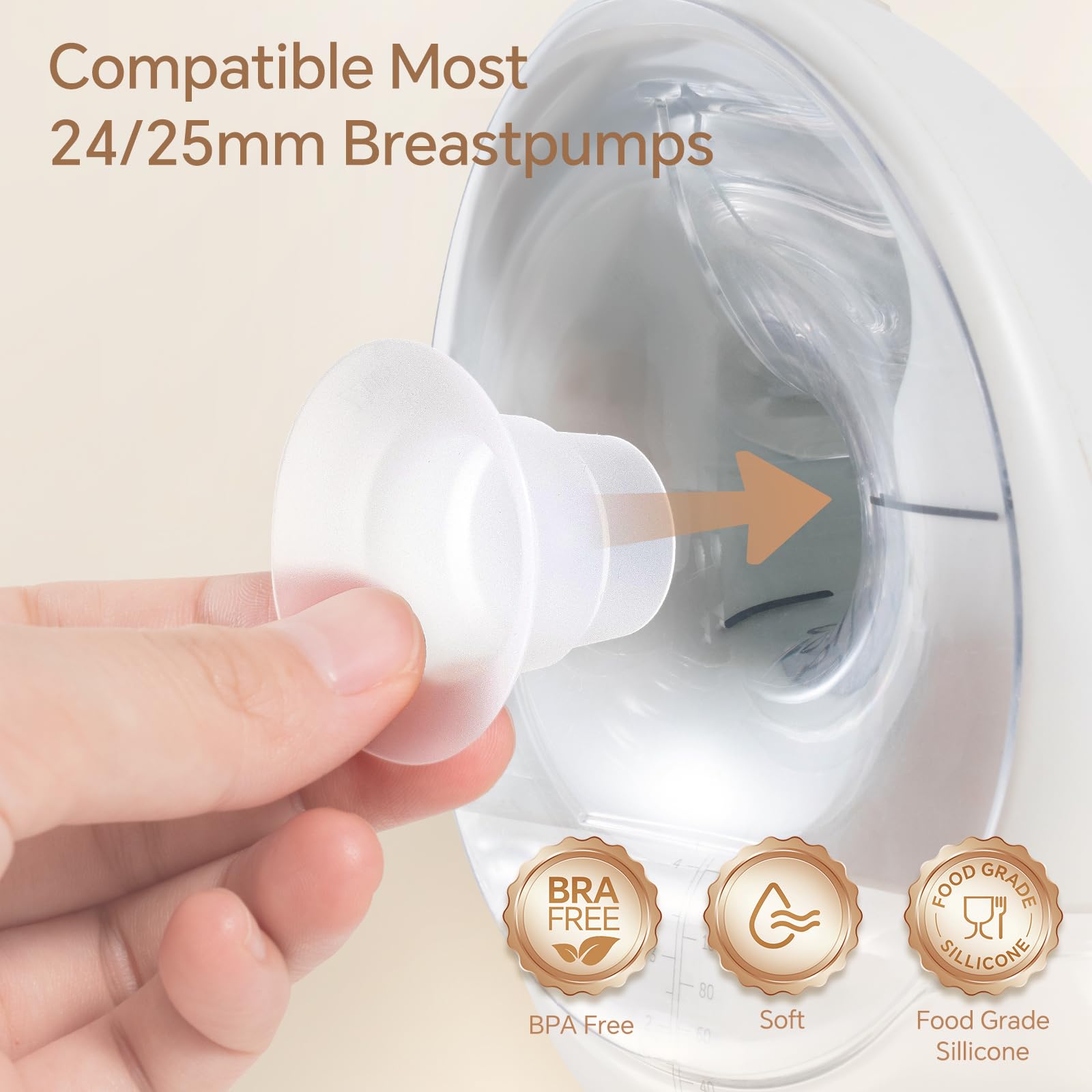 Flange Inserts 10PCS 18/19/20/21/22mm for 24mm Pumps, Flange Sizing Kit Compatible with Medela Elvie Lansinoh Spectra Momcozy Breast Pump Accessories, Breastfeeding Essentials Kit for New Mom