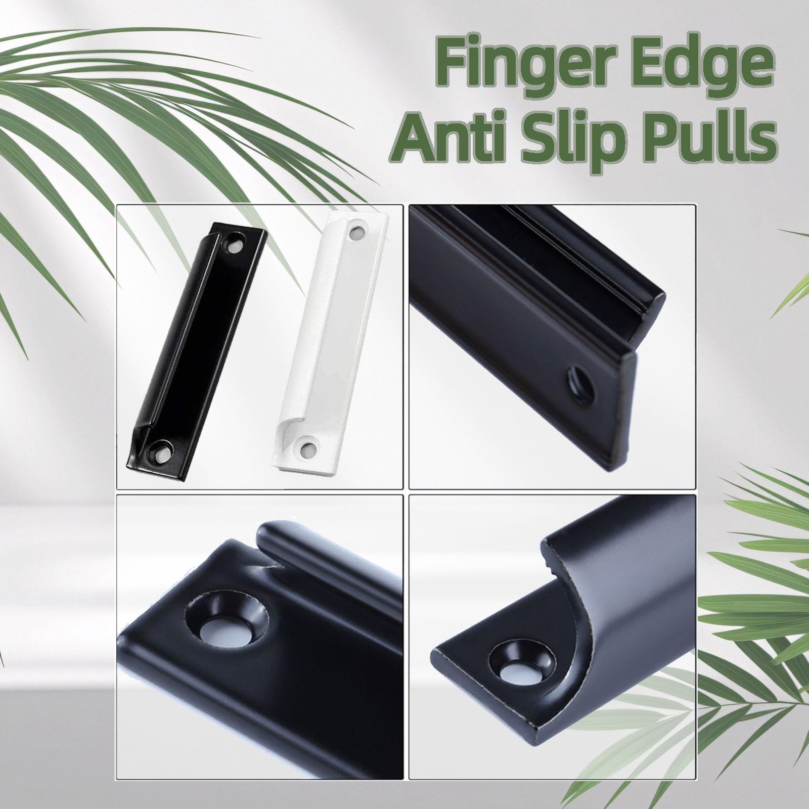 Joytey 4 Packs Drawer Pulls Cabinet Pulls Finger Edge Pulls Sliding Door Handles Furniture Handle with Screws Window Pull Kitchen Hardware Cupboard Wardrobe Dresser Knobs Handle Pull for Bathroom - Image 4