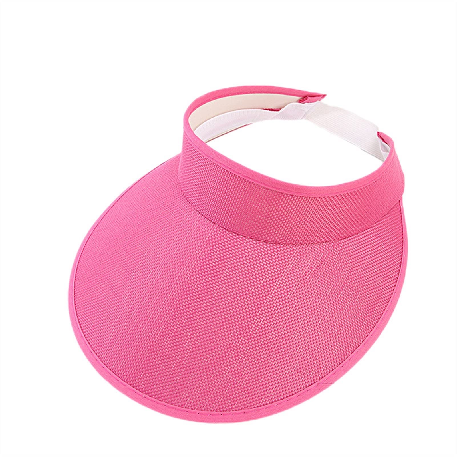 Sonnenhut, Sonnenblenden für Damen, Kunstleinen-Hüte für Damen, Sport-Visier-Damenhüte (Farbe: Buff, Größe: verstellbar) (Hot Pink, Einheitsgröße)