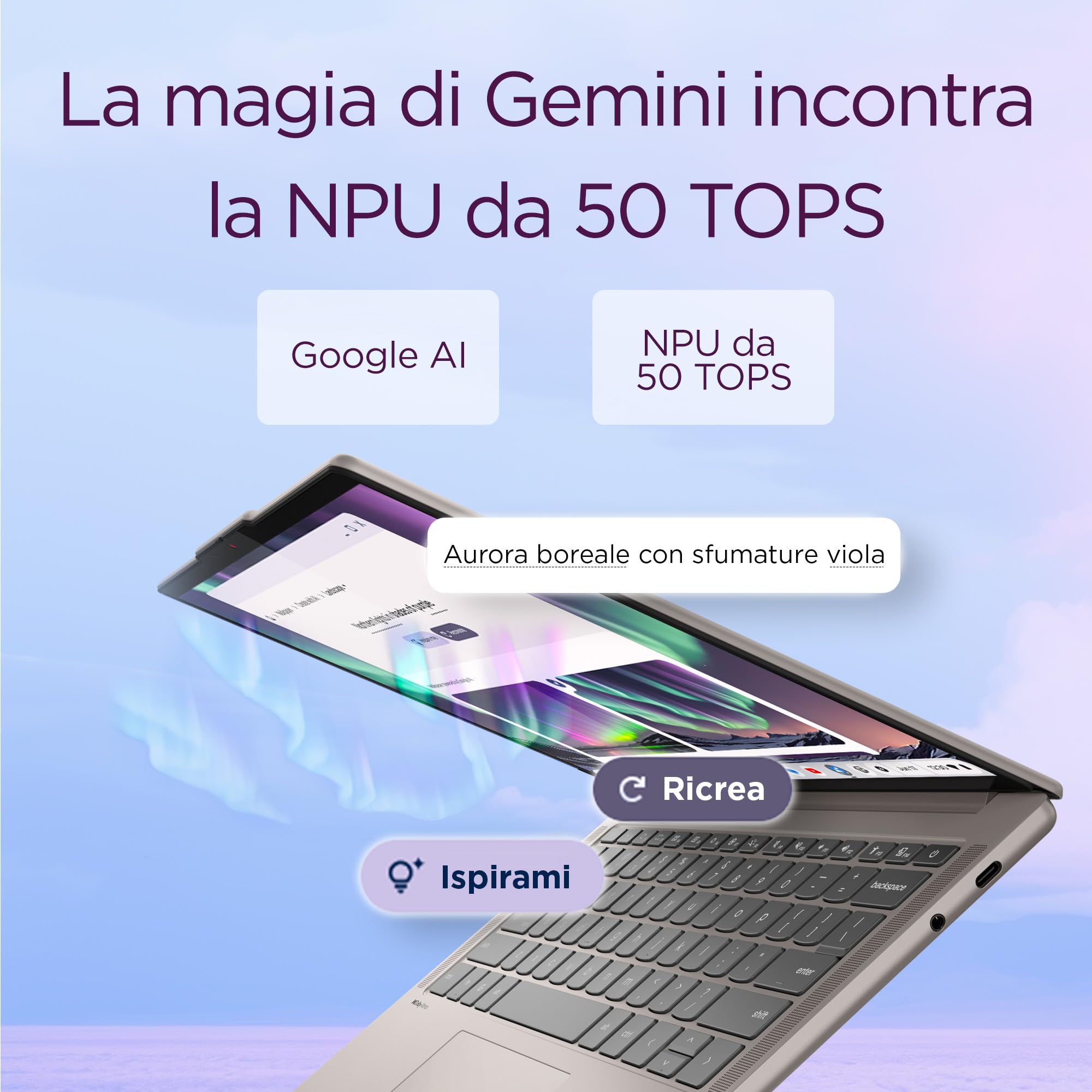 Lenovo Chromebook Plus 14" - Notebook Display OLED WUXGA (1920x1200), MediaTek Kompanio U910, 12GB RAM, 128GB eMMC, Wi-Fi7, ChromeOS - Seashell