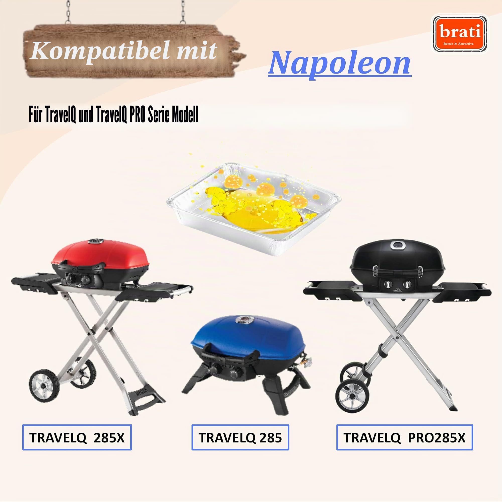 Einweg-Fettschalen aus Aluminium, kompatibel mit Napoleon TravelQ-Serie, Ersatzteil Napoleon 62006 für TravelQ 240/285/285X tragbarer Propangasgrill, Silber, 30 Stück