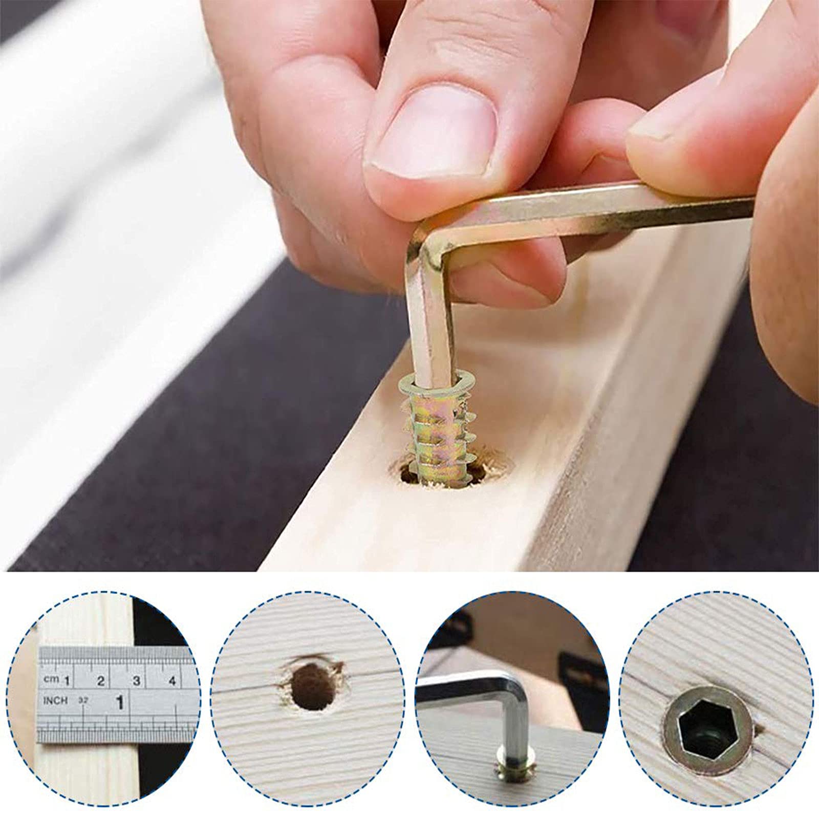 100 Inserti Filettati Per Legno M6x15mm - Dadi Esagonali Per Mobili E Assemblaggi - Foto 9