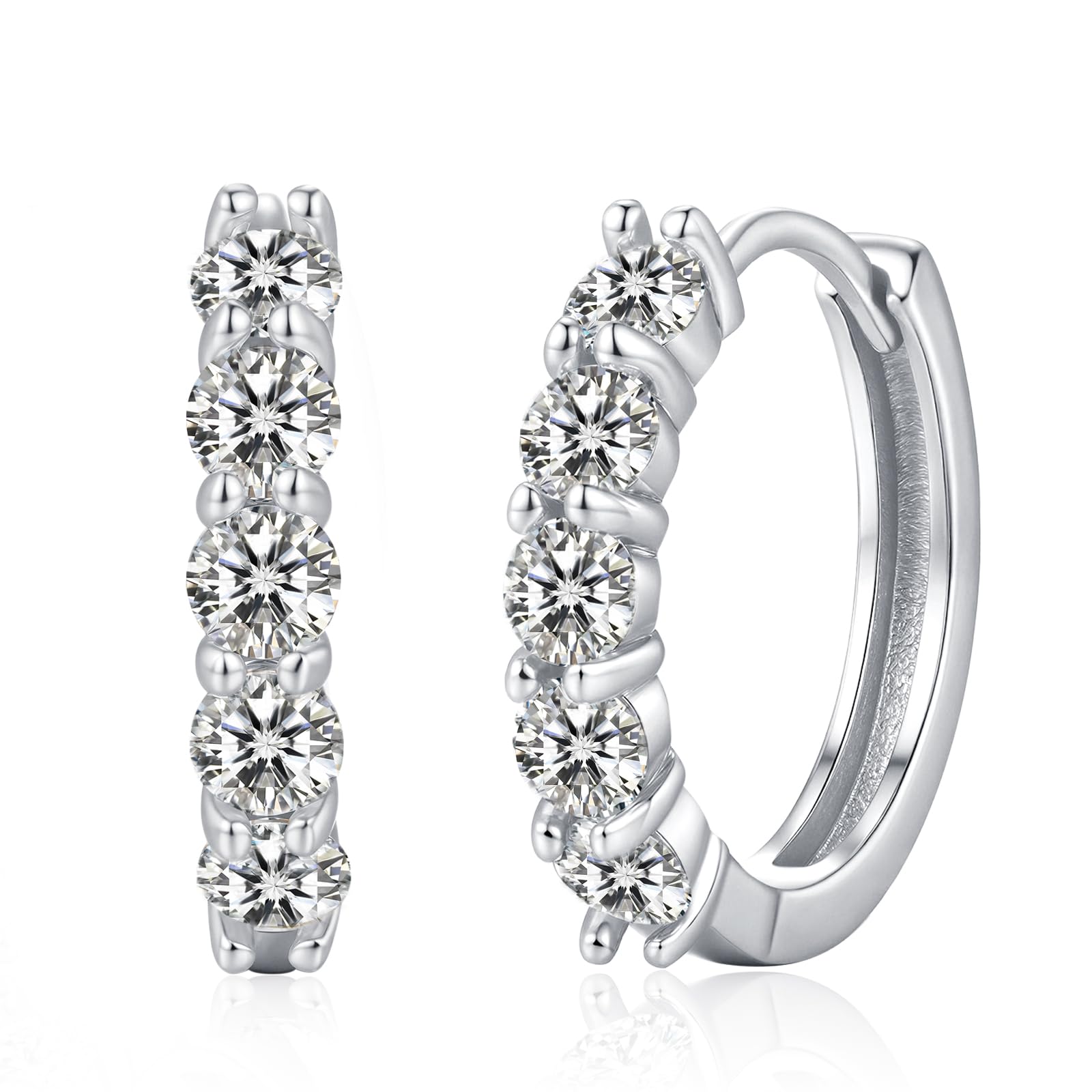 MISUMOR Moissanite Creolen Ohrringe Silber 925 Echt Rund D Farbe VVS1 Klarheit Moissanite Gold Ohrringe Damen Innendurchmesser 12.8mm Schmuck Damen Valentinstag Geschenke für Sie Frauen Mama Freundin