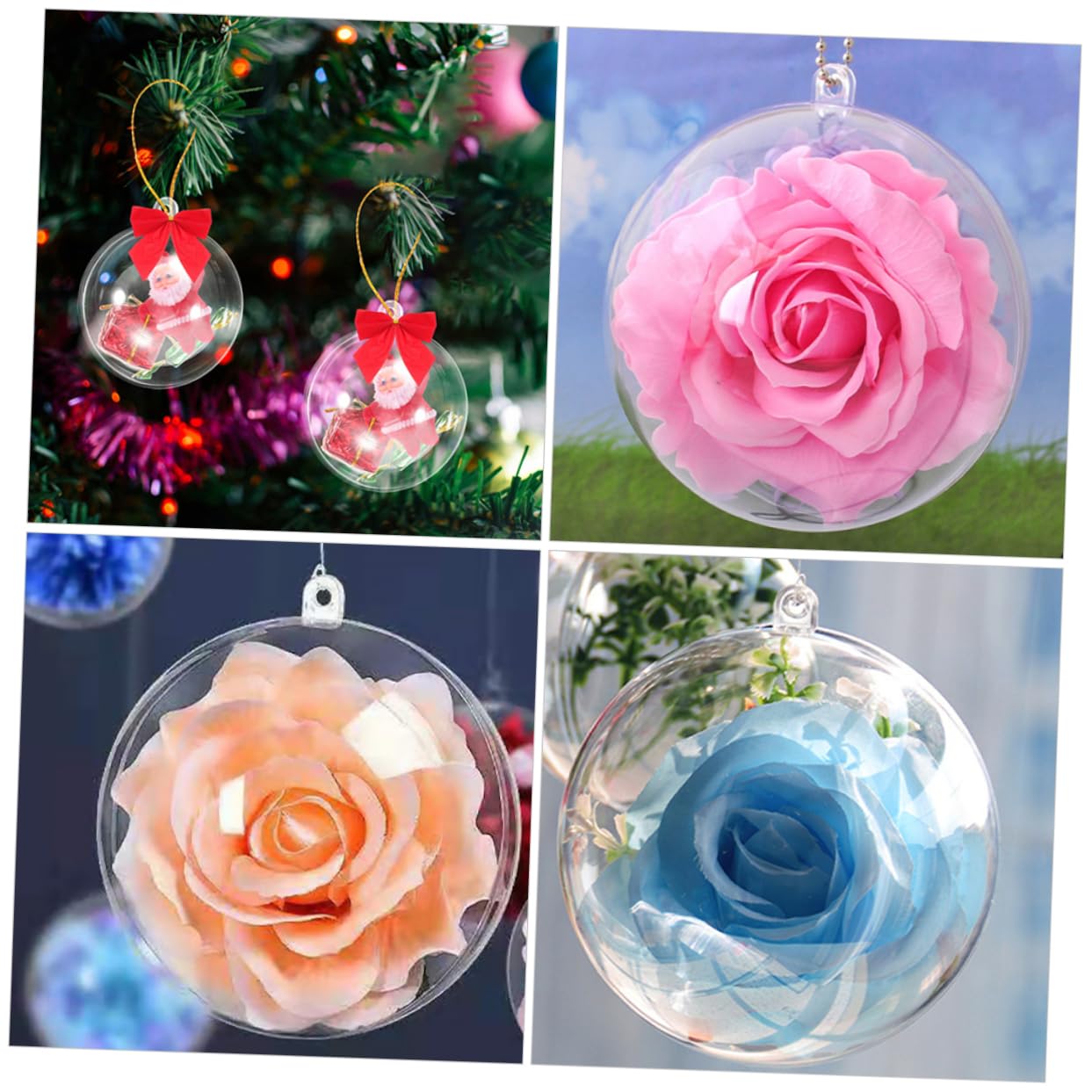 GARVALON 18pezzi Palline Trasparenti Per Decorazioni Natalizie Sfere Vuote Per Progetti Da Te Per Addobbi Natale e Festive