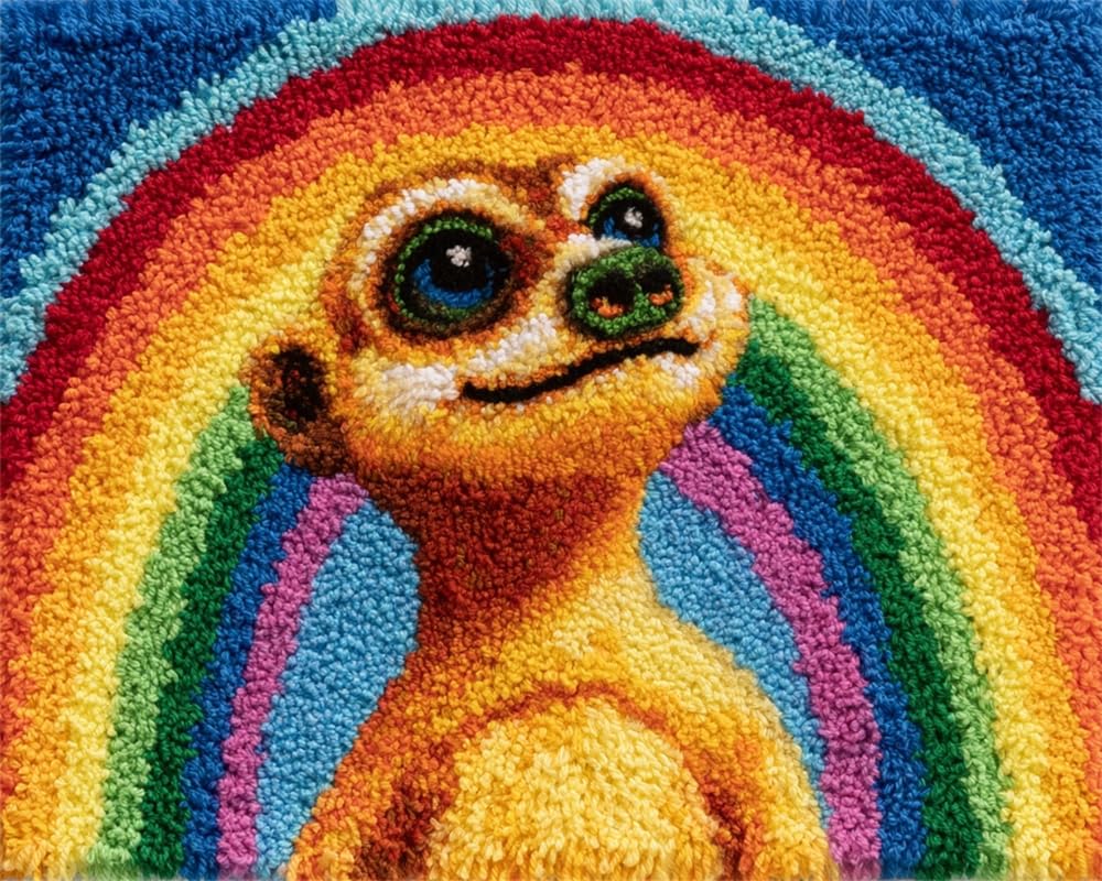 FWRTYCB Latch Hook KitsMeerkat Under the Rainbow