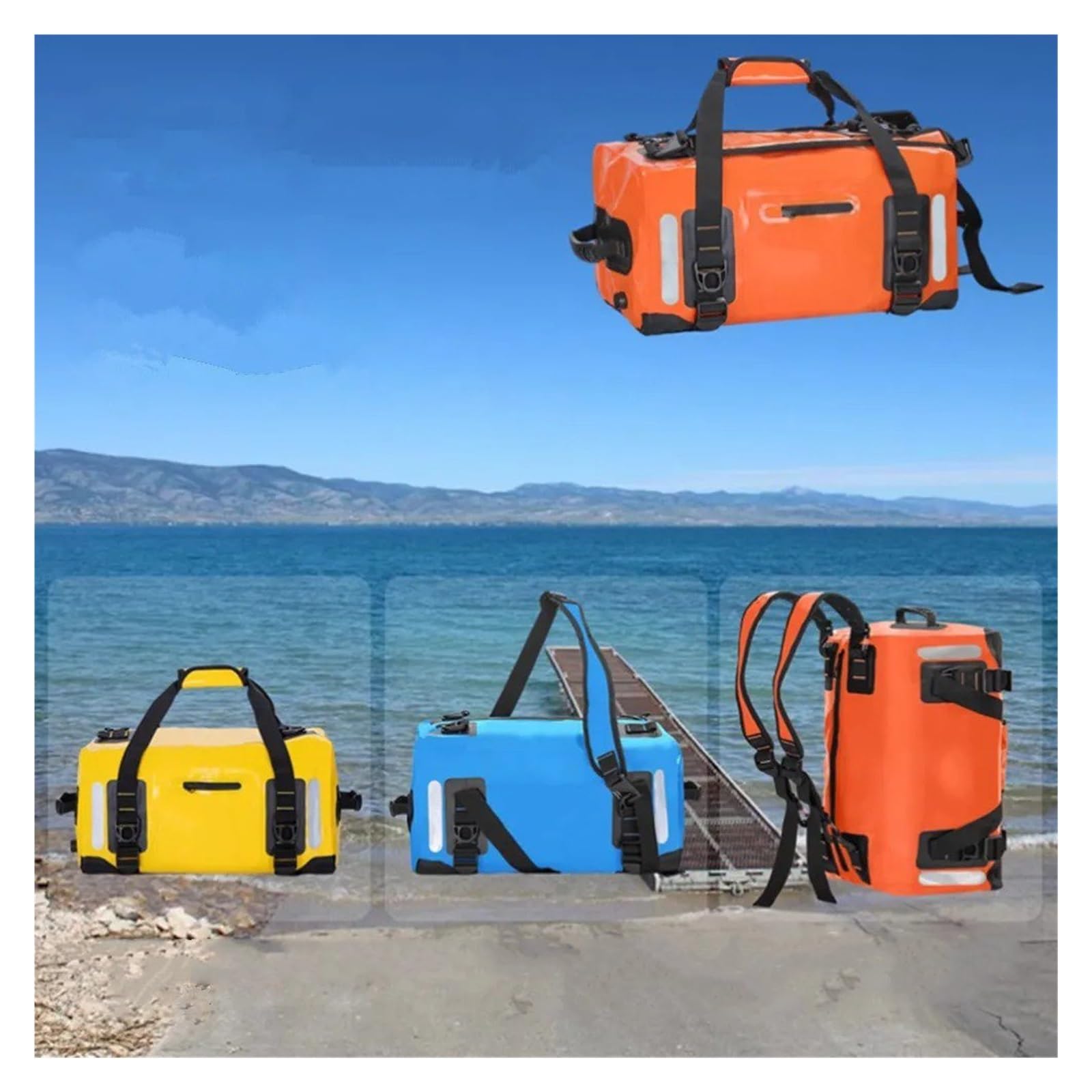Borsone Viaggio Secco Per Moto Zaino Portabagagli PVC Rafting Spiaggia Escursionismo Campeggio Nuoto Kayak 40L 60L 90L Borse Da Sella Per Moto(40L-Blue)