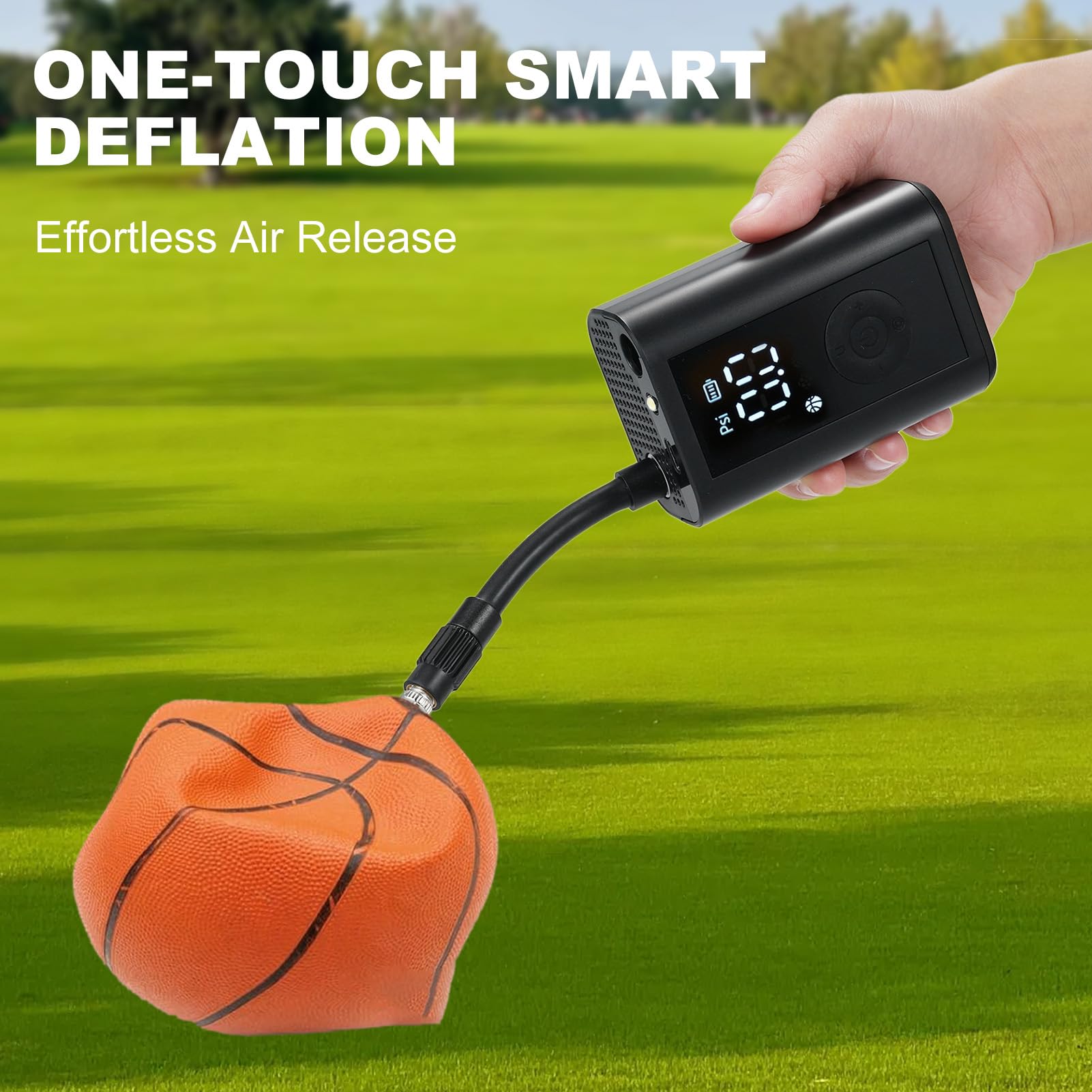 Elektryczna pompka do piłek Przenośny inflator do piłek ze światłem LED 0 15PSI Akumulatorowa pompka powietrza z igłą do koszykówki Siatkówka Piłka nożna Baseball Materiał ABS