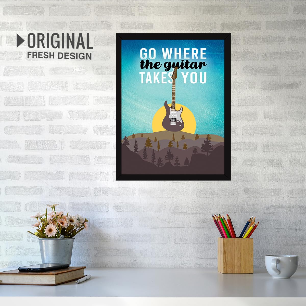 Music Quote Wall Frame - 'Go Where the Guitar Takes You' -2 Music Quote Wall Frame - 'Go Where the Guitar Takes You' -2