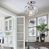BESTIER Modern Chrome Crystal Semi Flushmount Chandelier Lighting LED Ceiling Light Fixture Lamp for Dining Room Bathroom Bedroom Livingroom - 8