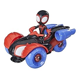 Spidey and His Amazing Friends Marvel Change \'N Go Techno-Racer and 4-Inch Miles Morales: Spider-Man Action Figure, 2 in 1 Vehicle, for Kids Ages 3 and Up