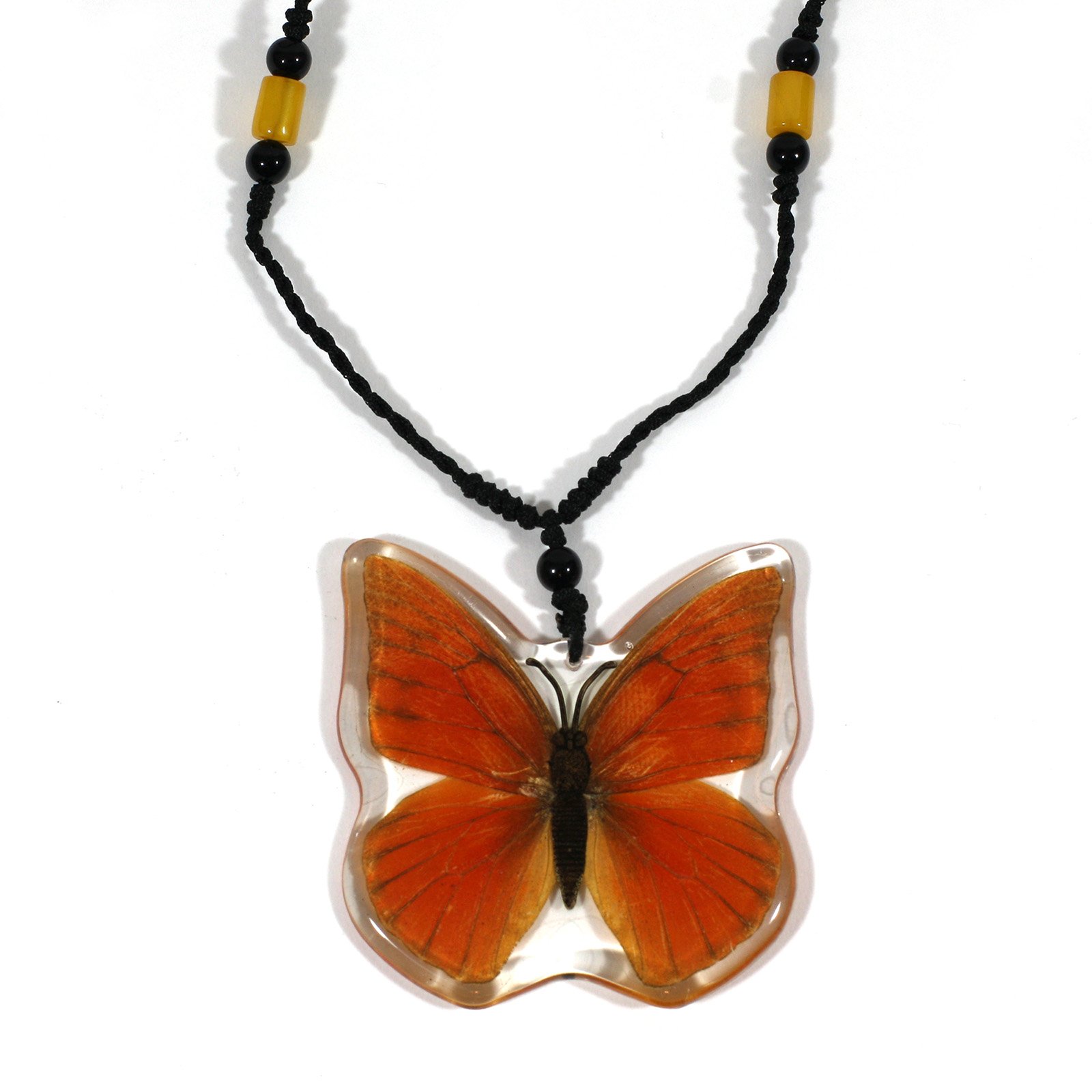 Orange Albatross Butterfly Wing Necklace