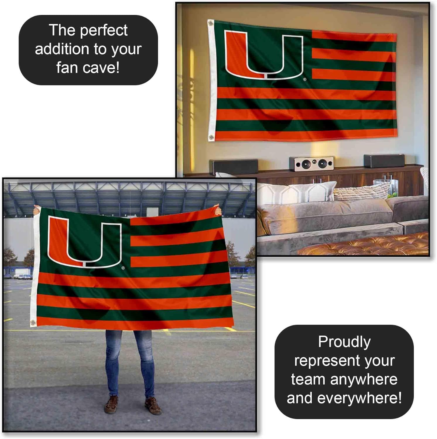 Hurricanes Nation Stripes 3x5 Banner Flag