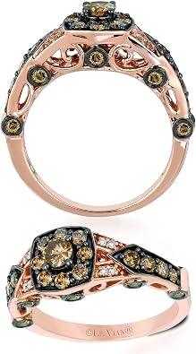 LE VIAN 1 Carat White and Chocolate Diamond Cushion Shape Halo Ring for Women in 14k Rose Gold Fancy Brown/G-H, VS2-SI1, cttw Anniversary Promise Ring Size 5 to 10.5