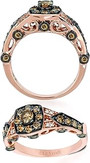 1 Carat White and Chocolate Diamond Cushion Shape Halo Ring for Women in 14k Rose Gold (Fancy Brown/G-H, VS2-SI1, cttw) Anniversary Promise Ring Size 5 to 10.5
