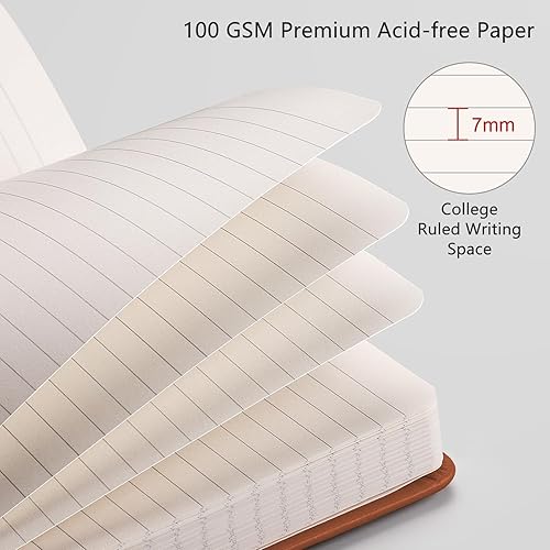 Miniatura 3 de RETTACY Cuaderno rayado, paquete de 2, 192 páginas numeradas por paquete, tamaño mediano A5 (5.7 x 8.3 pulgadas), para hombres y mujeres, escritura,