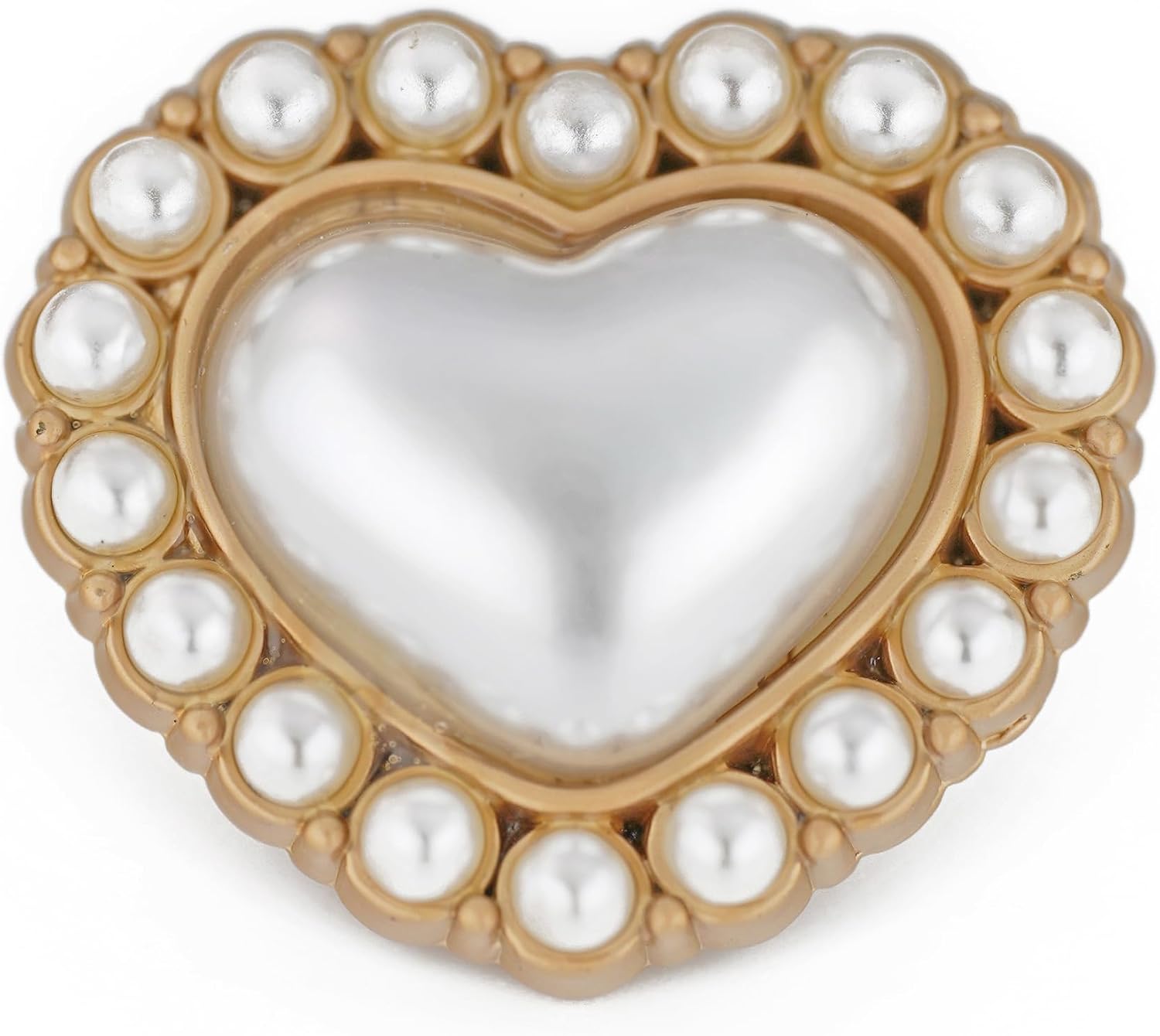 20 pcs Decorative Faux Pearl Heart Shape Metal Shank Sewing Buttons, 7/8"