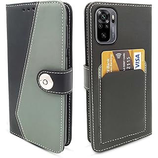 Pikkme Leather Wallet Case for Redmi Note 10 Grey