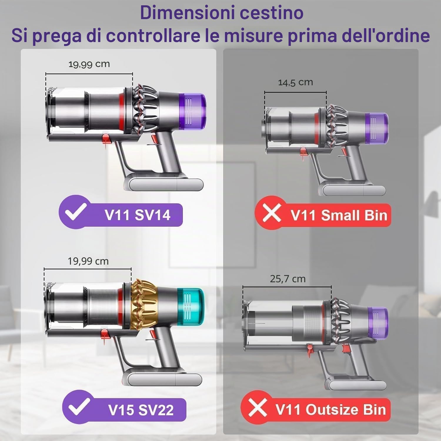 Ricambio per bidone della polvere aggiornato compatibile Dyson V11 V15 SV14 SV15 SV22, contenitore trasparente n. 970050-01/965443-01 con filtro HEPA