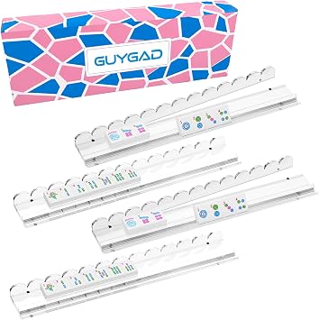 American Mahjong Racks with Pushers, Clear Acrylic Holders, 4-Pack