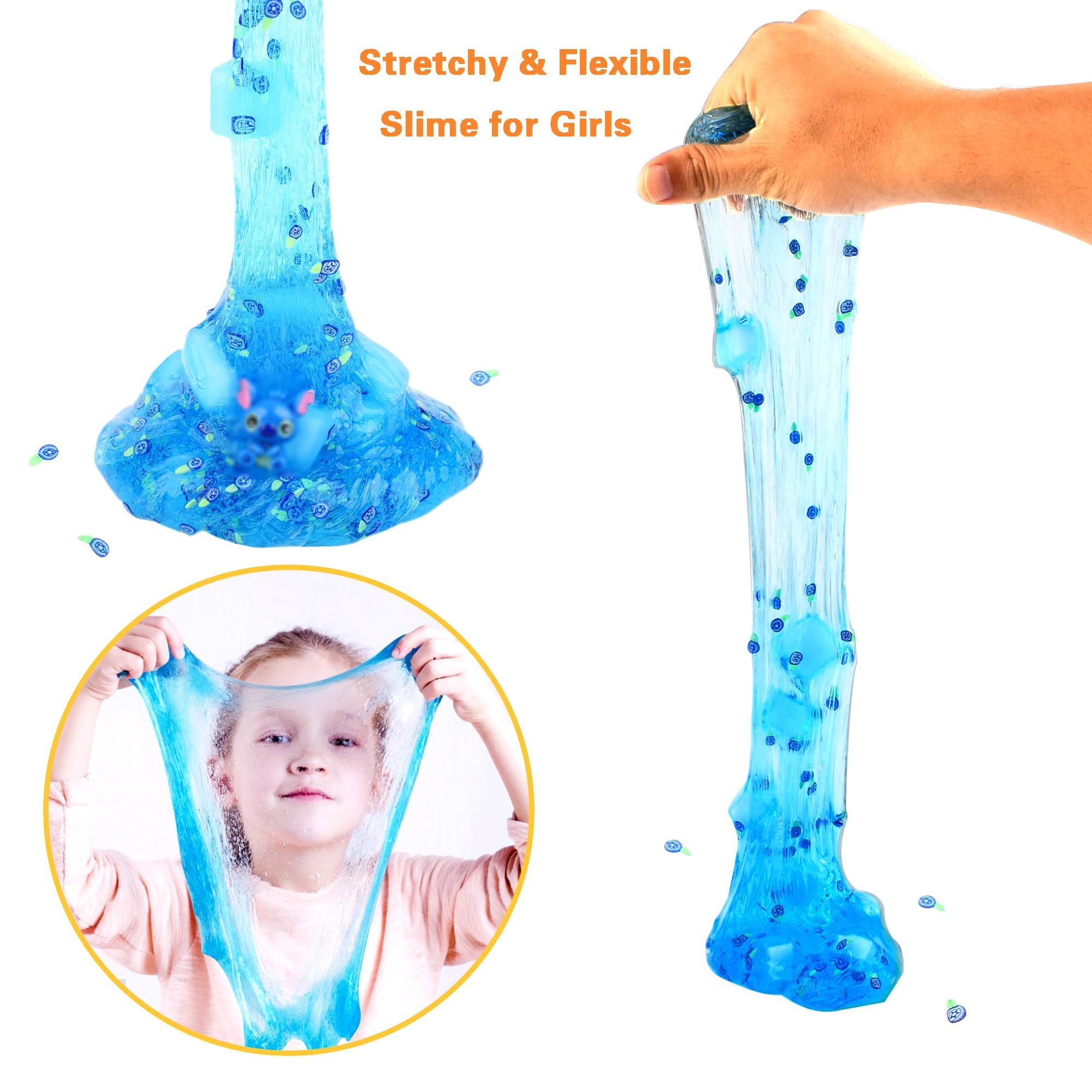 2Pcs Slime for Kids 3 to 10 Years, Slime Set Premade Blue Clear Slime Pack, Crunchy Non Sticky Mess-Free Stretchy Crystal Slime Pack, Premium Party Favour Filler Stress Relief Toy for Kids Boys Girls - Image 7 thumbnail