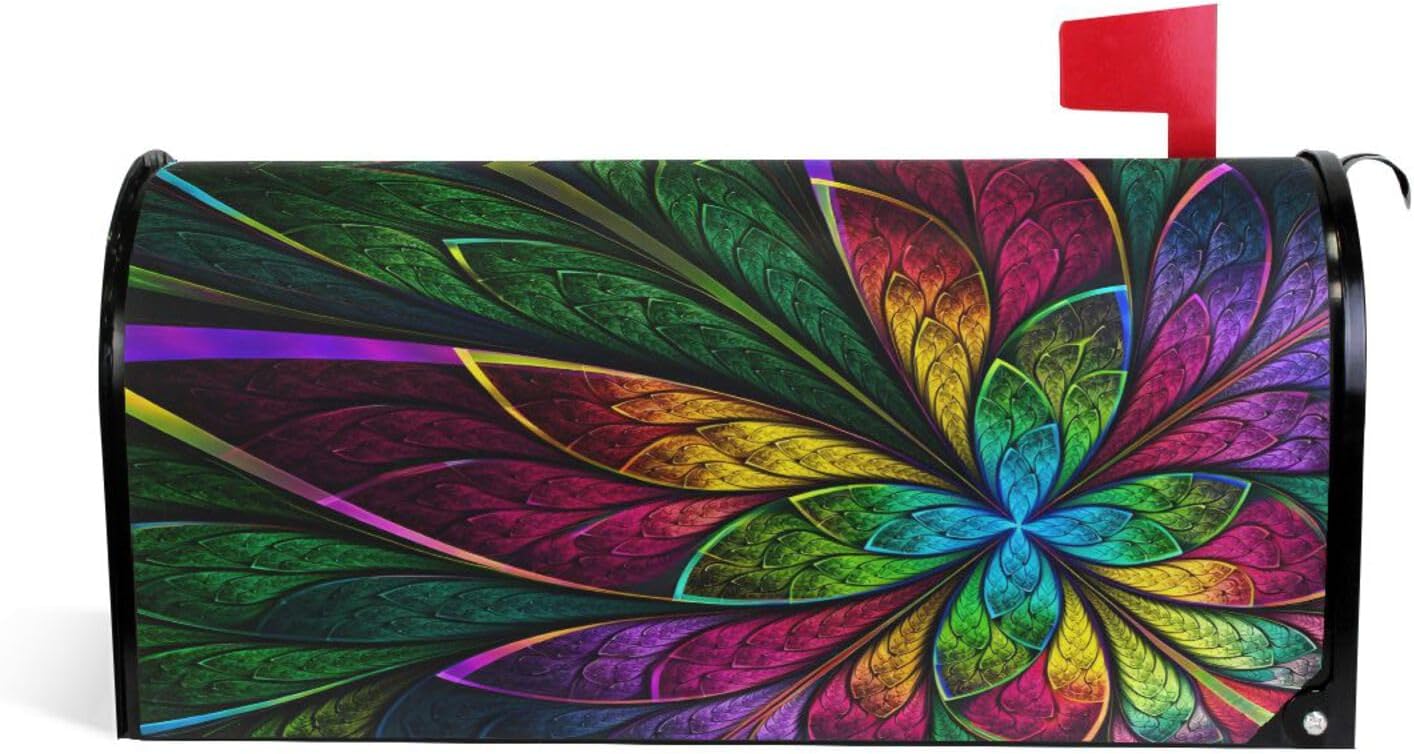 WOOR Hipster Rainbow Butterfly Magnetic Mailbox Cover MailWraps Garden Yard Home Decor for Outside Standard Size-18"x 20.8"