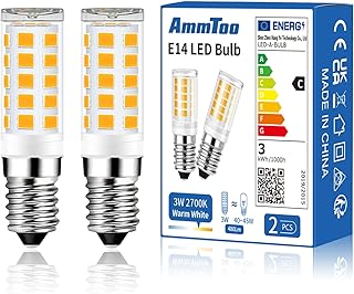 AmmToo E14 LED Bulb Warm White 2700 K, 480 Lumen LED Light Bulb, 3 W Equivalent to 40 W-45 W Halogen Bulb, No Flickering, ...