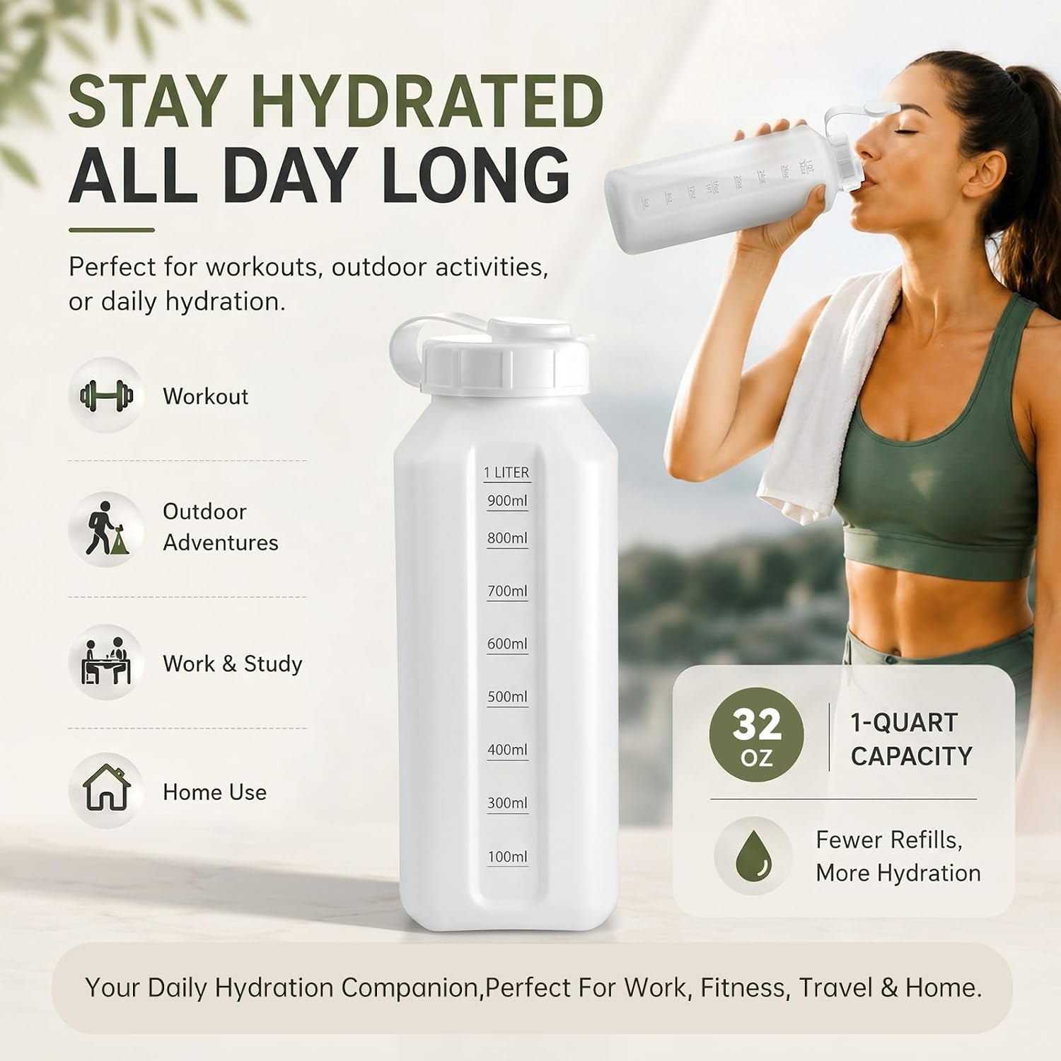 2 Pcs 1-quart Refrigerator Shaker Clear Bottle Pitcher with Spout