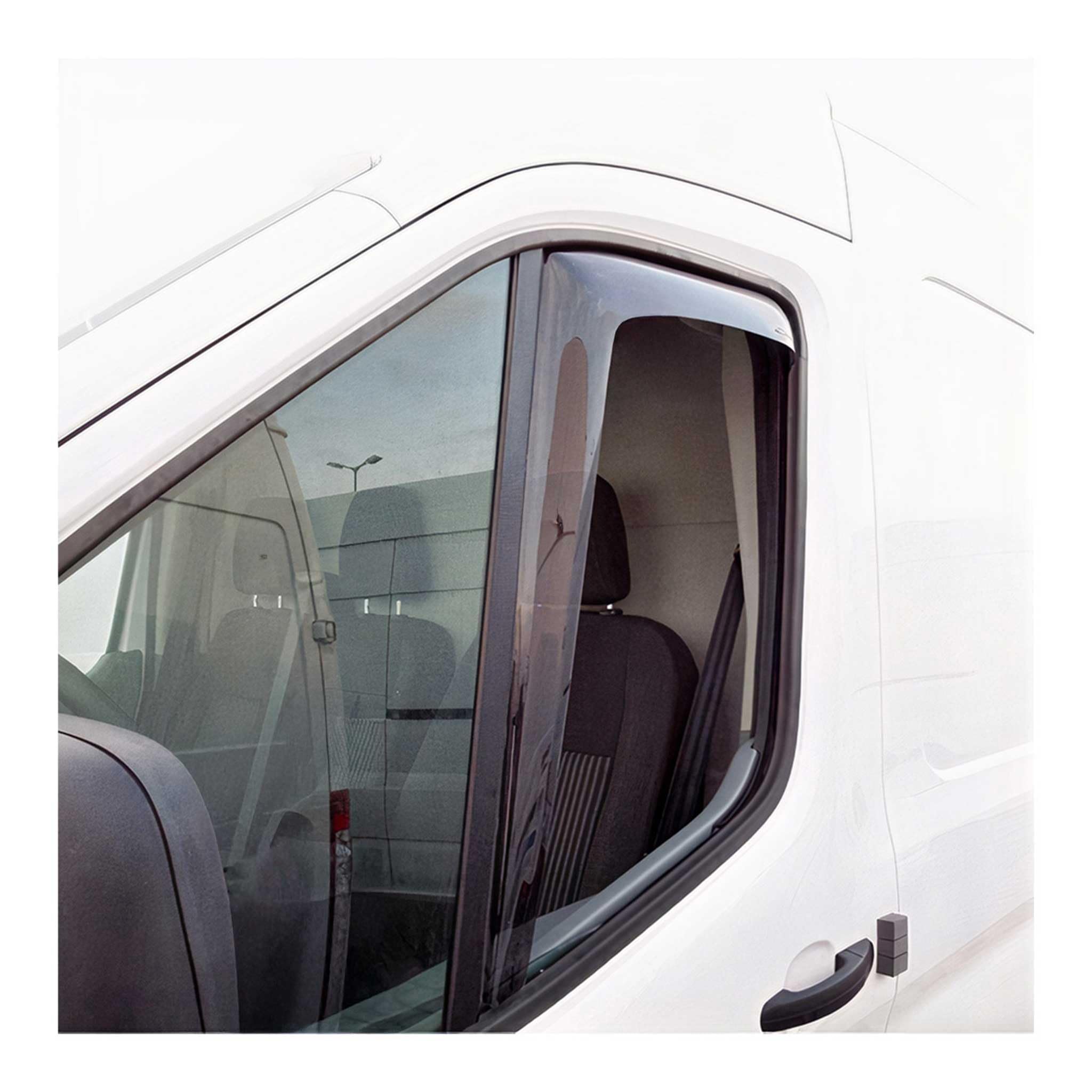 OMAC Windabweiser Regenabweiser kompatibel mit Ford Transit 2014-2025 Dunkel Acryl 2tlg