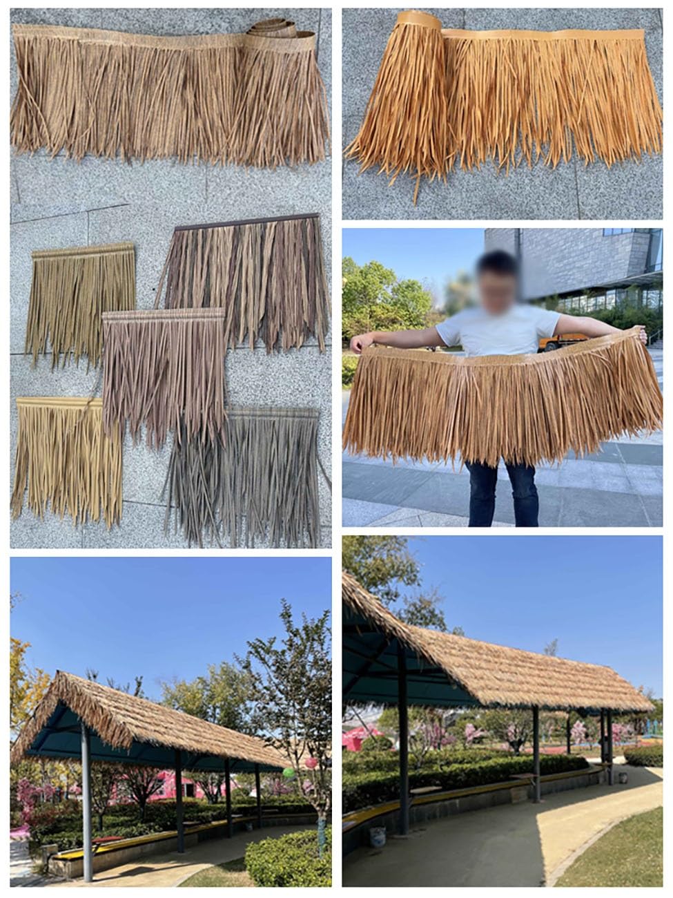 Syntetyczny dach ze słomy, DIY osłona dachowa ze słomy - 1 m (39 cali) rolka ze sztucznej słomy palmowej do baru, kabiny grillowej, patio, dachu ze słomy