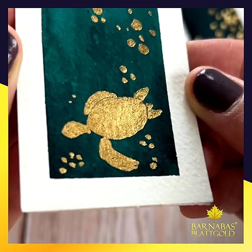 Miniatura 67 de Barnabas Blattgold Hoja de oro, oro real de 22 quilates [25 hojas, 3.1 pulgadas] - Patente de transferencia para pintura, artes y manualidades