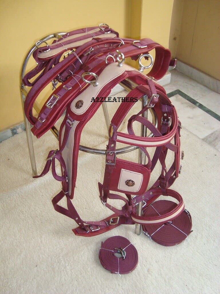 Synthetisches Patent Nylon Pferd Driving Harness mit Designer-Zaumzeug Cherry/Beige