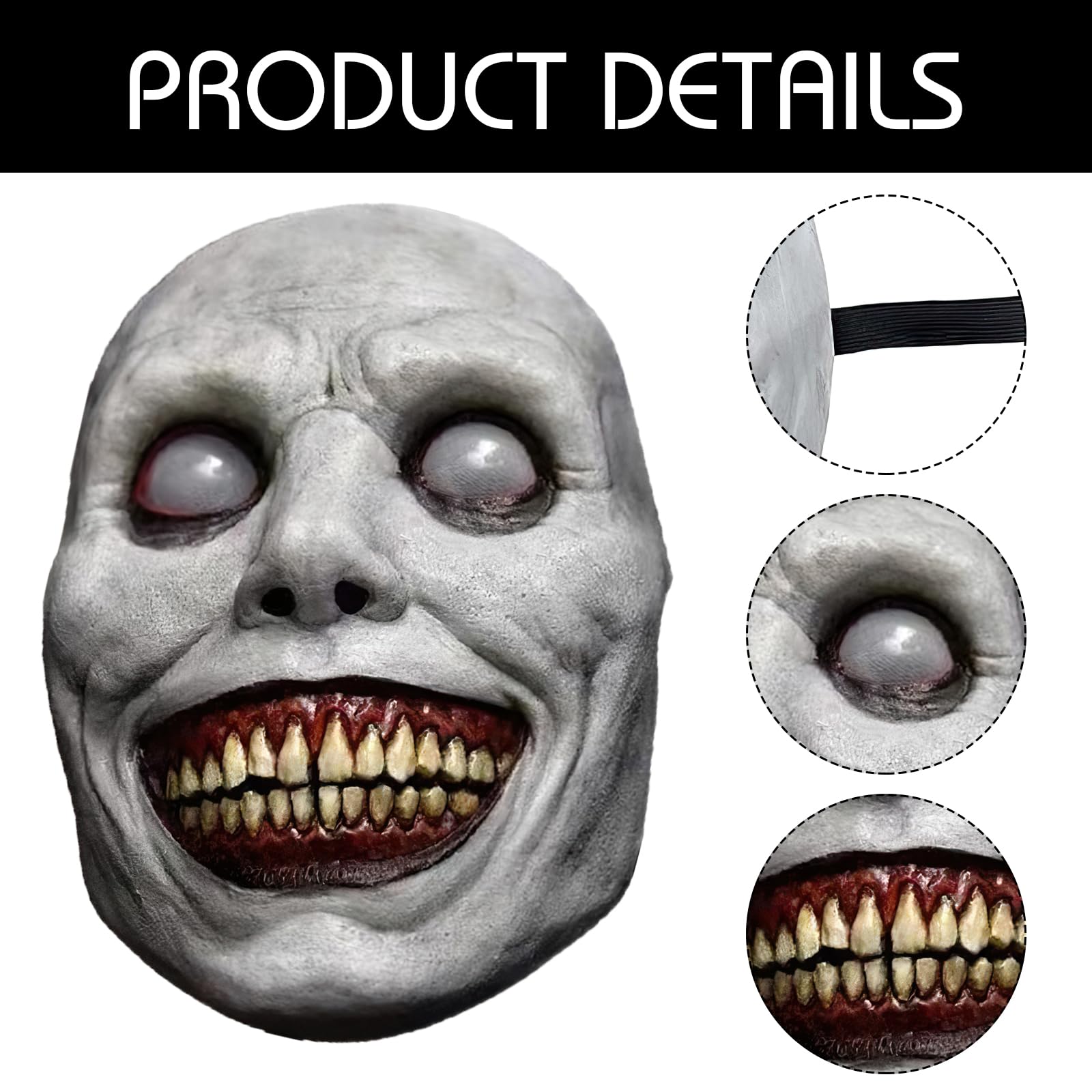 QKEINV Horror Halloween Mask, Smiling Demons, Horror Masks, Evil Cosplay Props, Smiling Demons Mask - Image 3