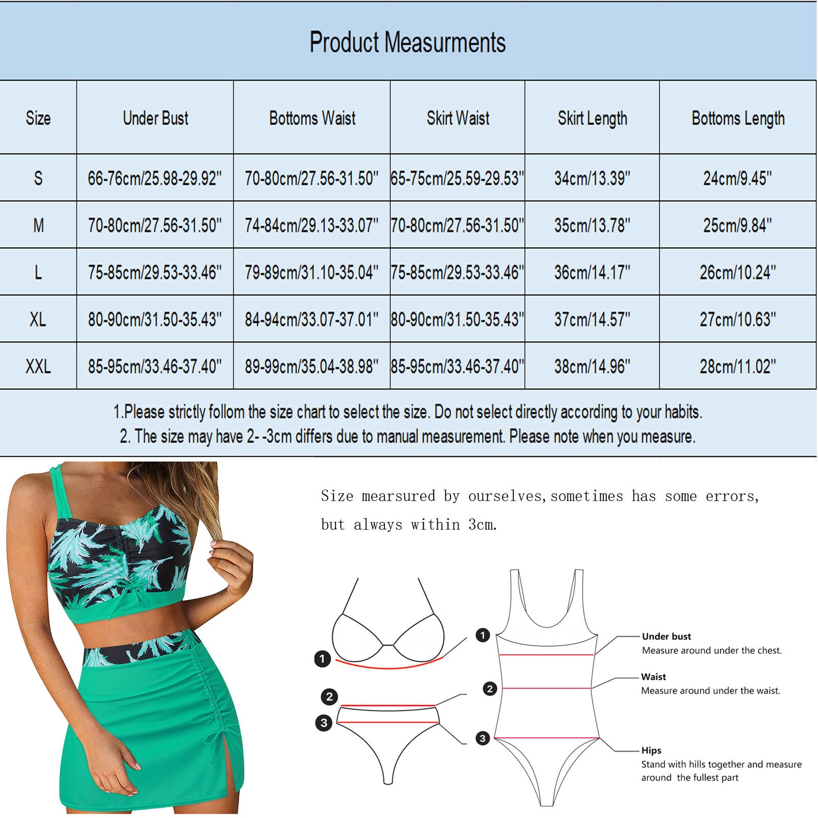 Generisch 2026 bikini da donna a vita alta, costume da bagno push up doppio, costume da bagno, bikini retrò a due pezzi con stampa increspata a vita alta, set da tre pezzi