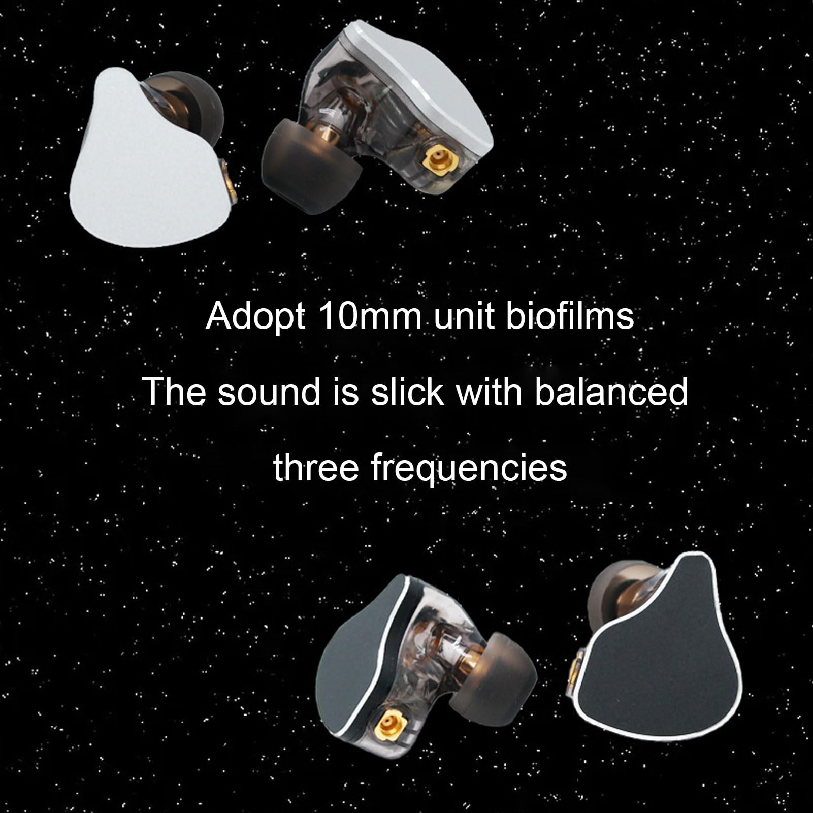 IEM Auricolari Monitor Auricolari Cablati Diaframma Biologico da 10 Mm Suono Stereo HiFi Cavo Placcato Argento Staccabile con Spina Placcata Oro da 3,5 Mm per Musicisti (SILVER)