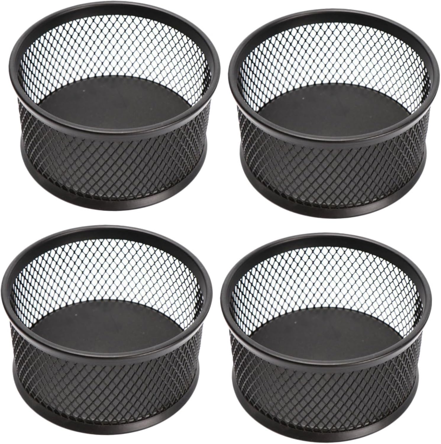 4PCS Mesh Paper Clip Holder Organizer with Multi-functional Vertical Compartments for Office School and Home Desk Scratch-resistant Paperclip Cup Container in Black
