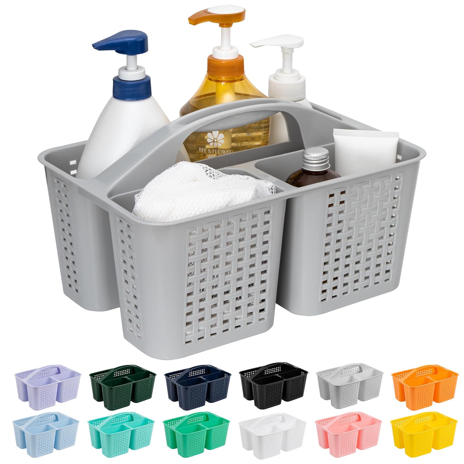 Tiawudi Portable Shower Caddy Caddy Organizer with Handle Plastic Shower Basket Hold Soap Shampoo Hair Supplies and Beauty
