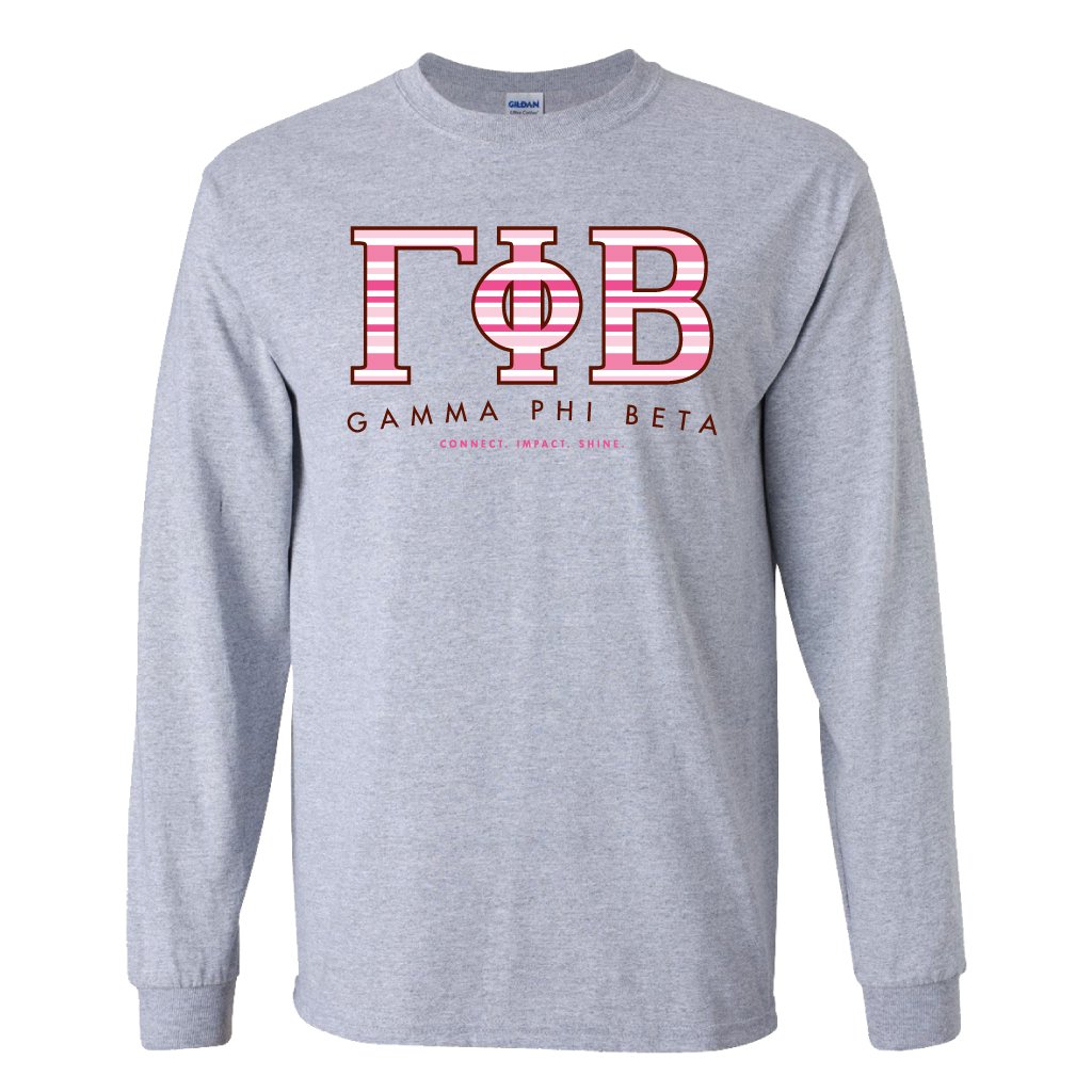 VictoryStore Gamma Phi Beta Long Sleeve T-Shirt Greek Letter Design