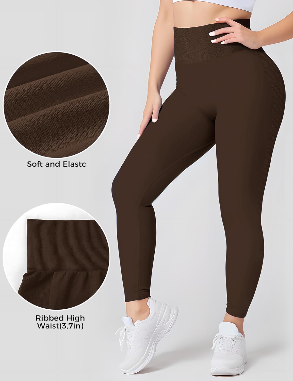 Buauty Scrunch Butt Lifting Leggings for Women Workout High Waisted Tummy Control Seamless Booty Gym Athletic Yoga Pants Active Compression Fitness Running Tights Sports Set Coffee - Image 6