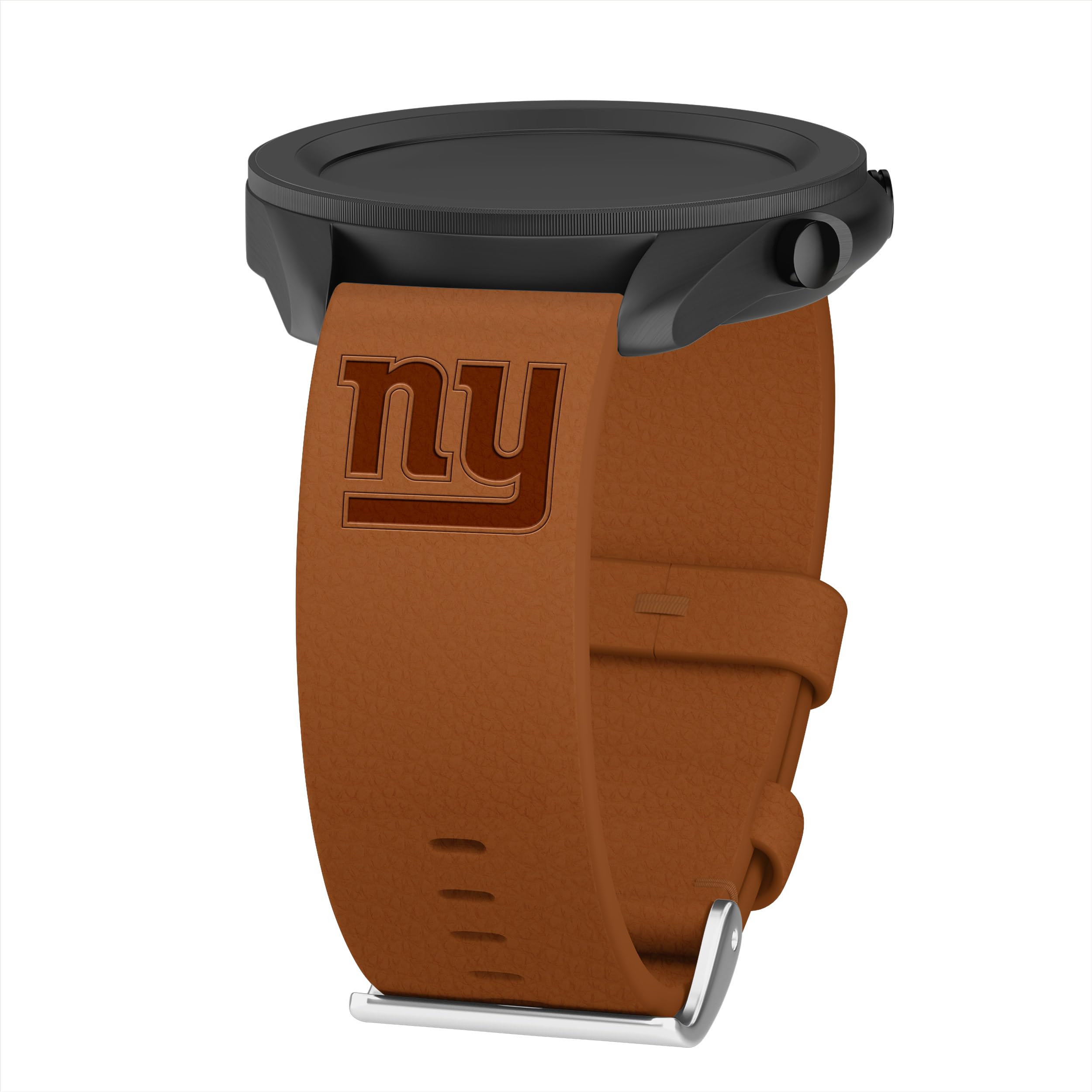 Game Time New York Giants Premium Leather Watch Band Compatible with Samsung Galaxy Watch & More (20mm Long Tan)