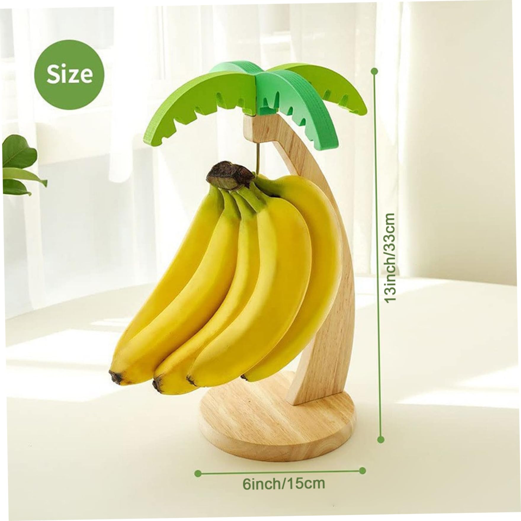Supporto per banane a forma di albero in legno con gancio per banane con gancio Portafrutta rustico 13x6 pollici per bancone della cucina anche per maturazione Appendiabiti salvaspazio per la co