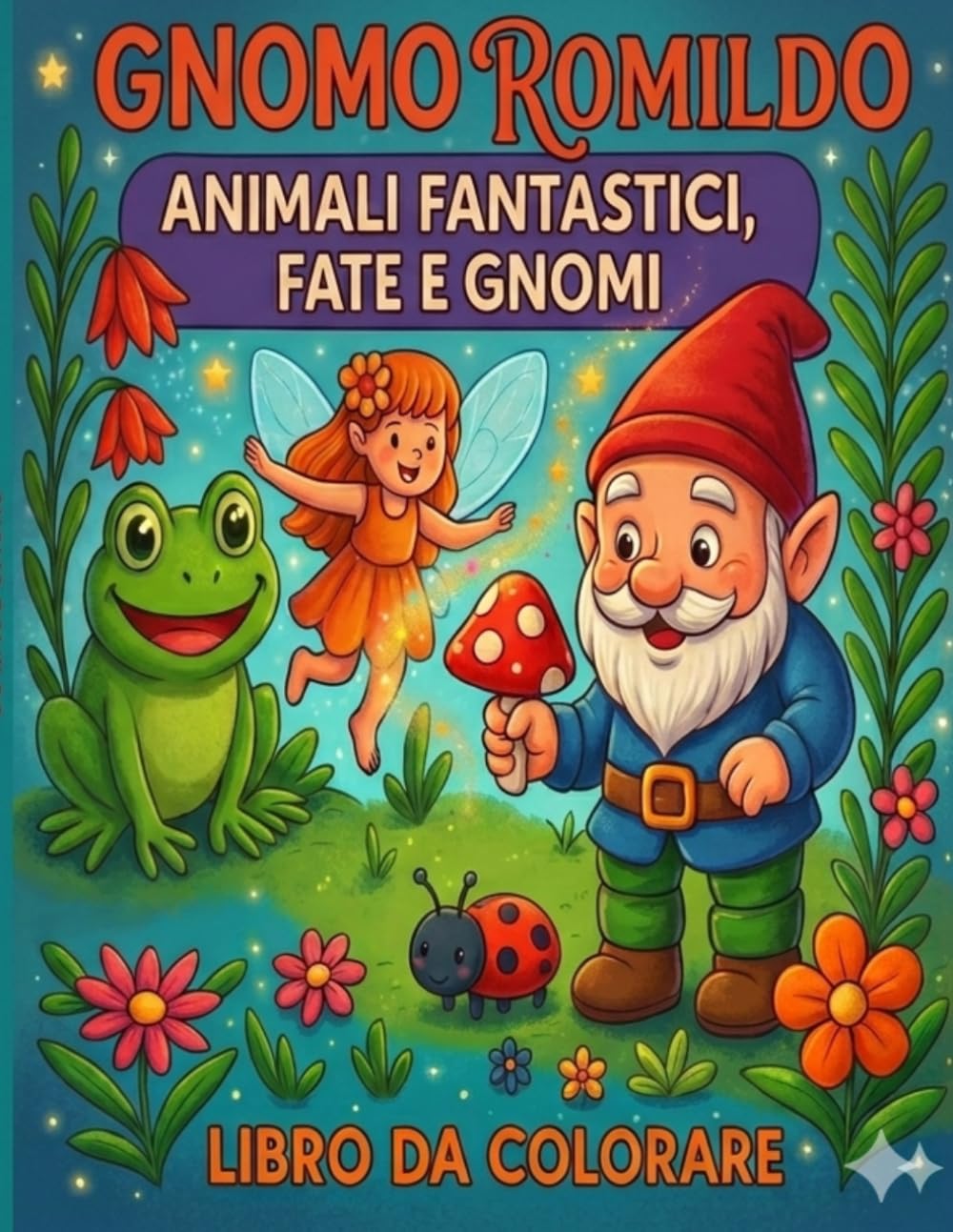Gnomo Romildo: Animali fantastici, fate e gnomi libro da colorare per bambini.