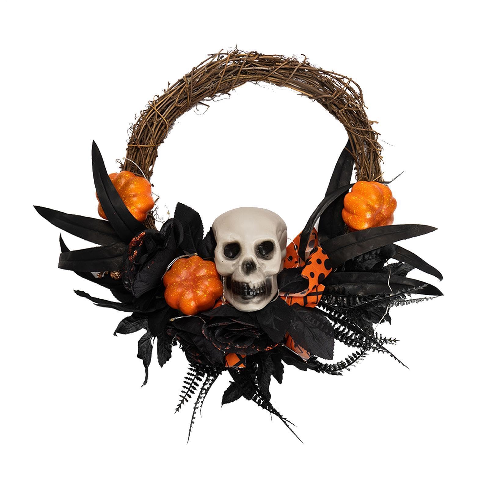 Corona Halloween Letrero Artesanal LED Hueso Artificial
