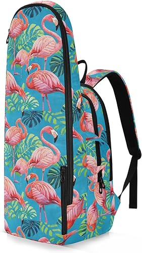 Miniatura 2 de Bolsa deportiva para tenis, bádminton, impermeable, vintage, pintura, flamencos, hoja de palmera, azul, 3 raquetas, bolsa de bádminton, para