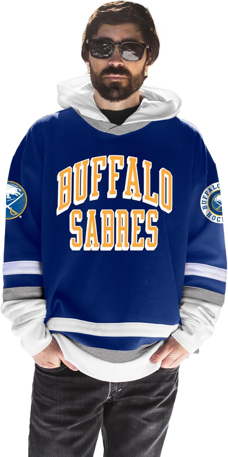 Blue 84 NHL Officially Licensed Hockey Hooded Sweatshirt Twill Embroidery